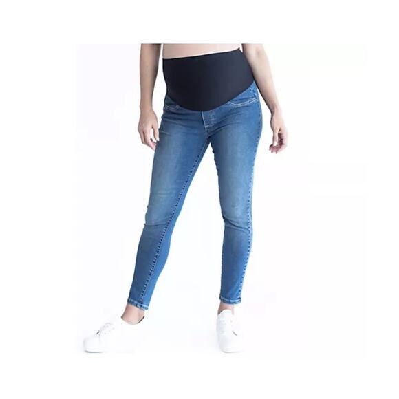 Blooming Woman Over the Bump Maternity Slim Jeans Size XS Blue New - Picture 1 of 4